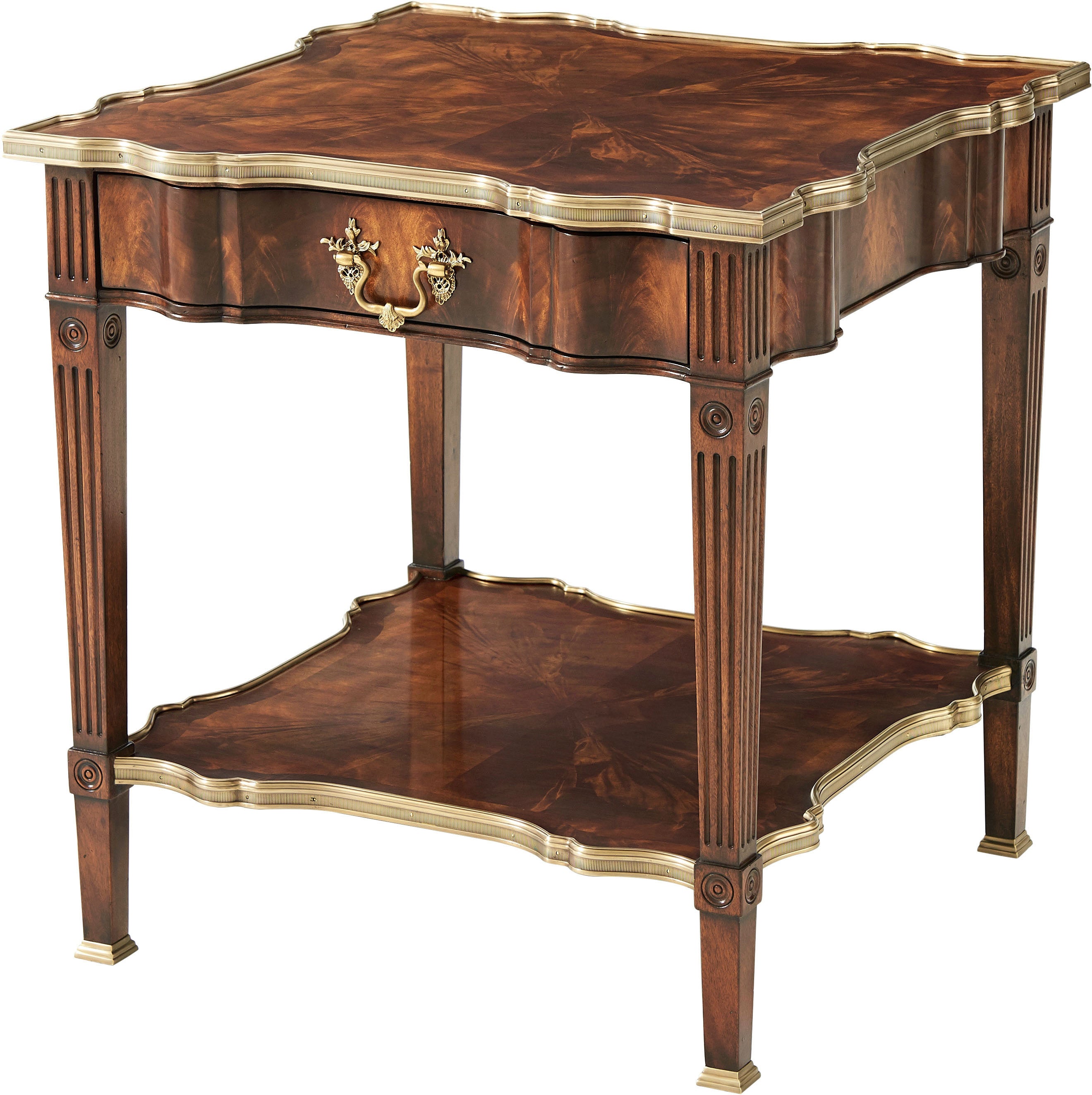 In the Grand Manner Side Table in Flame Figured Veneer, Mahogany - Theodore Alexander