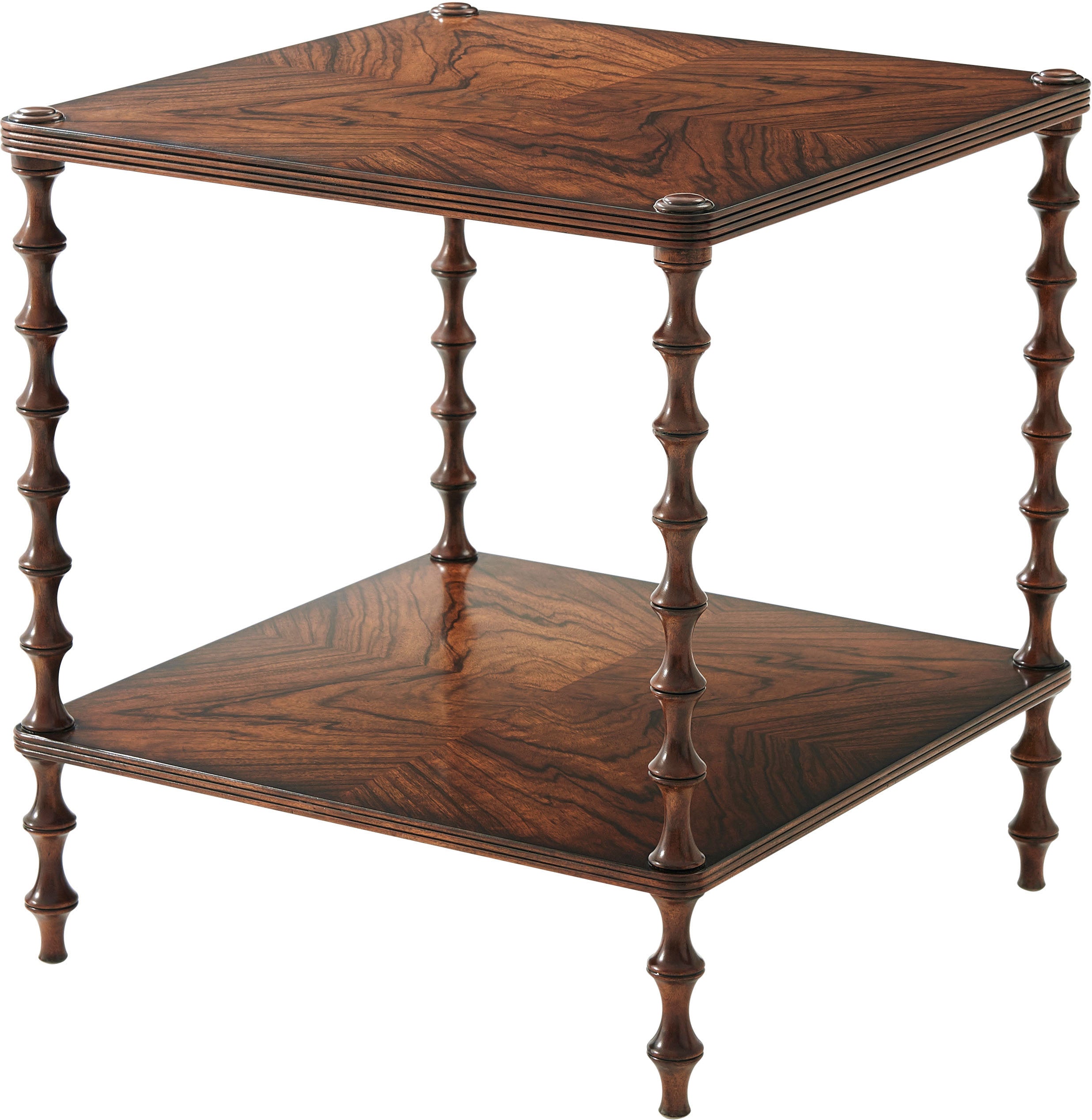 Variations on the Bobbin Side Table in Pacific walnut, Mahogany - Theodore Alexander