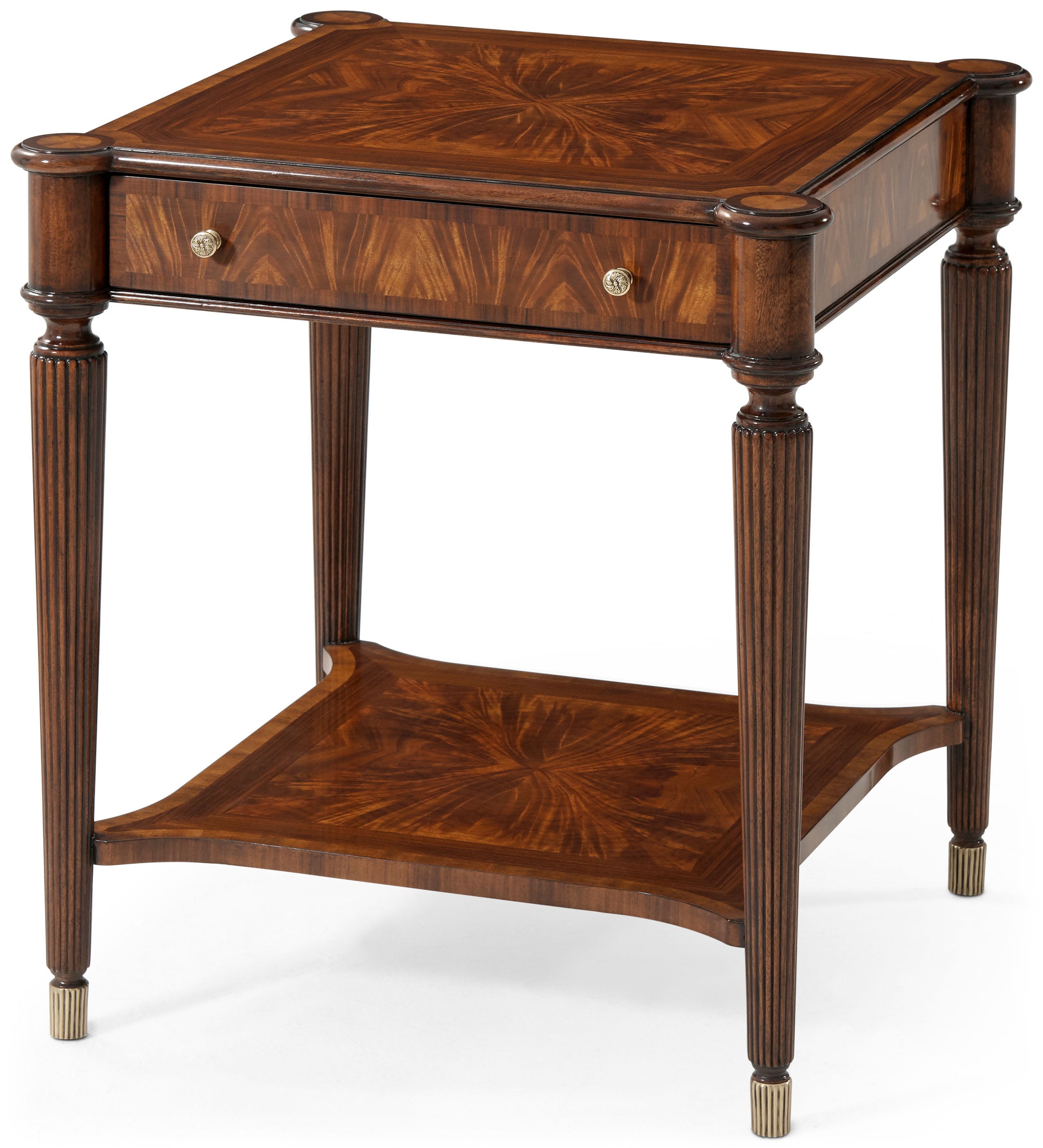 Yorke Side Table in Flame Figured Veneer, Satinwood Veneer, Mahogany - Theodore Alexander