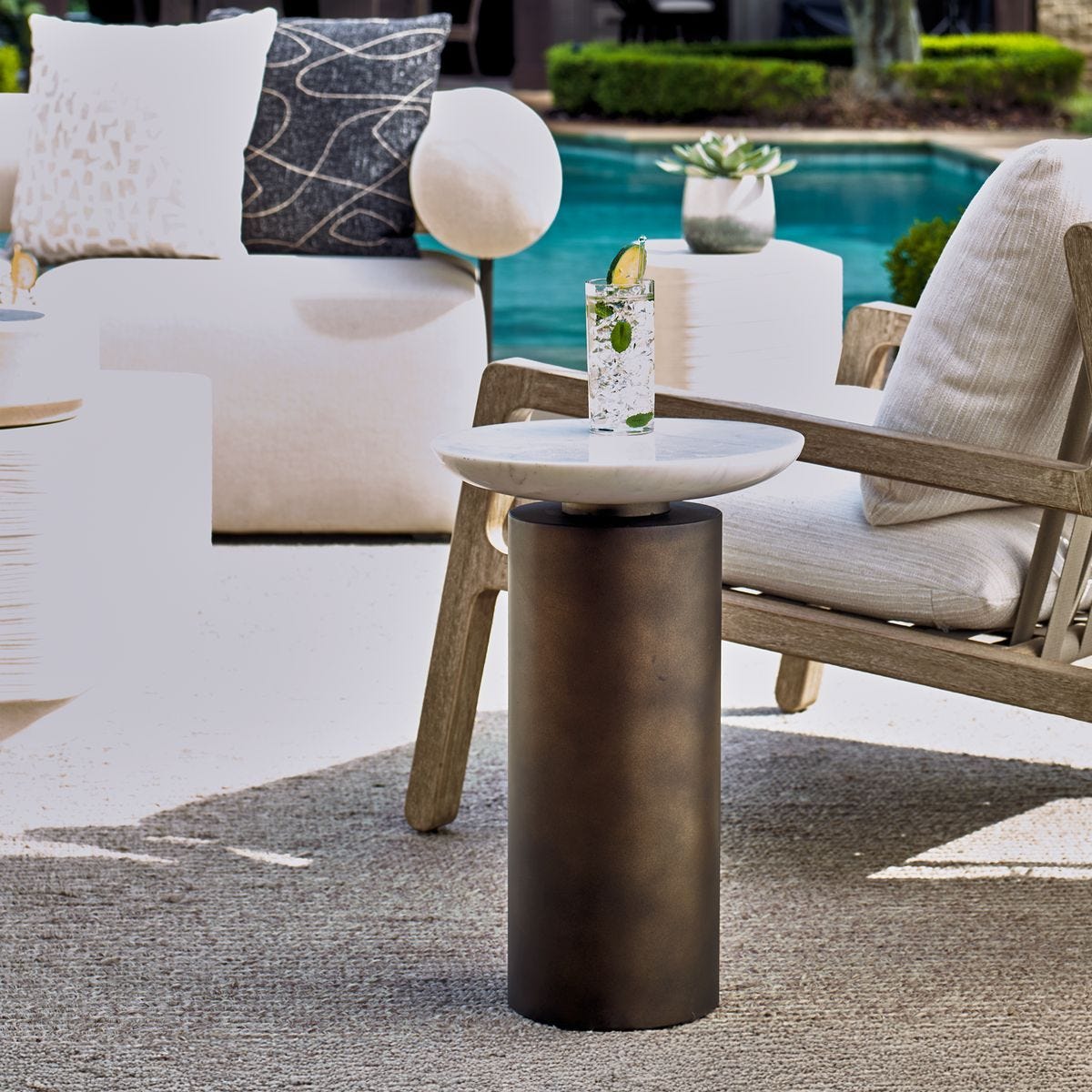 Olso Indoor-Outdoor Accent Table, Bronze, 2 Cartons – Furniture by Uttermost | Sutter & Vale