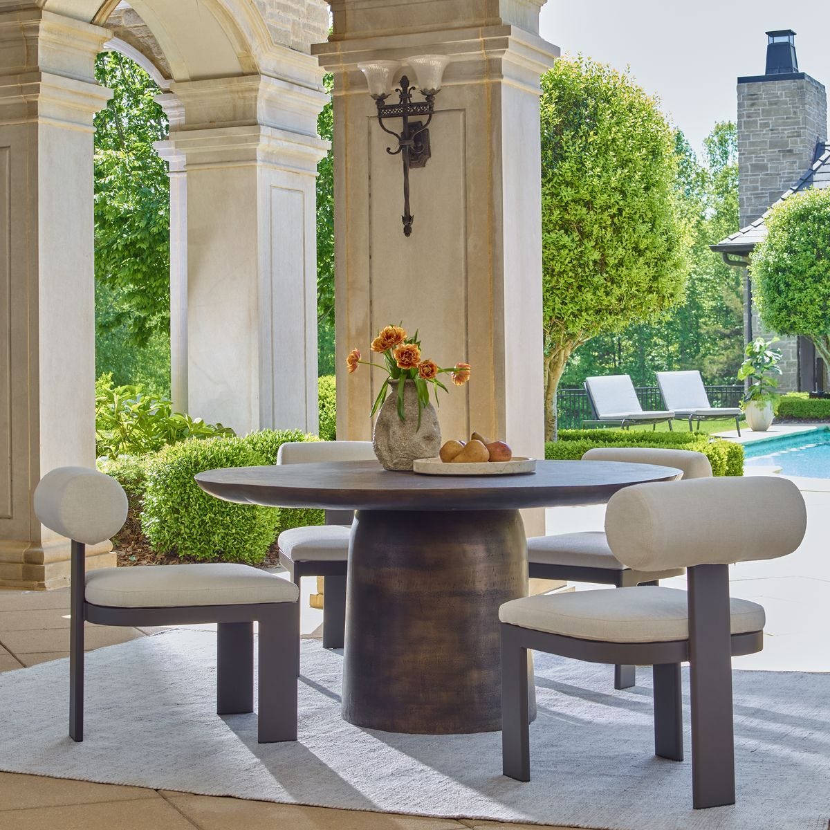 Madrone Indoor-Outdoor Dining Table, Golden Dark Bronze – Furniture by Uttermost | Sutter & Vale