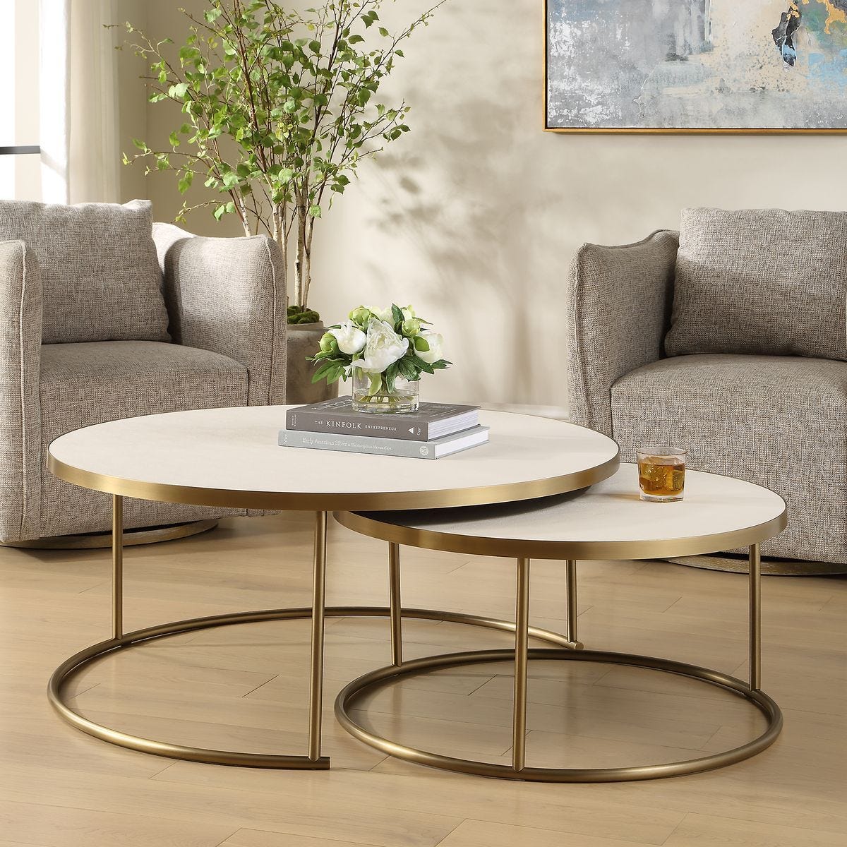 Aragon Nesting Coffee Tables, White, S/2 – Furniture by Uttermost | Sutter & Vale