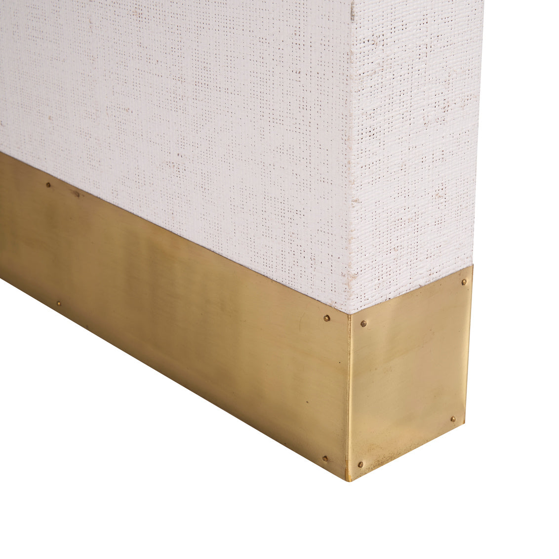 Waterfall Console - White in White/Antique Brass / Raffia - Chelsea House