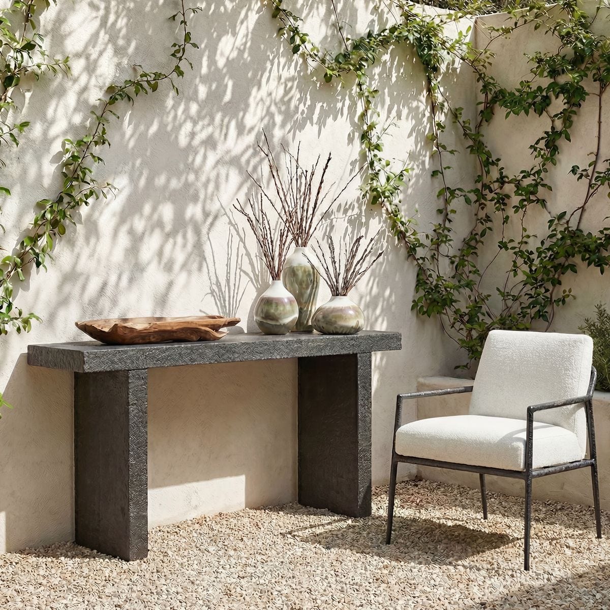Hagan Indoor-Outdoor Console Table, Natural Slate, 2 CARTONS – Furniture by Uttermost | Sutter & Vale