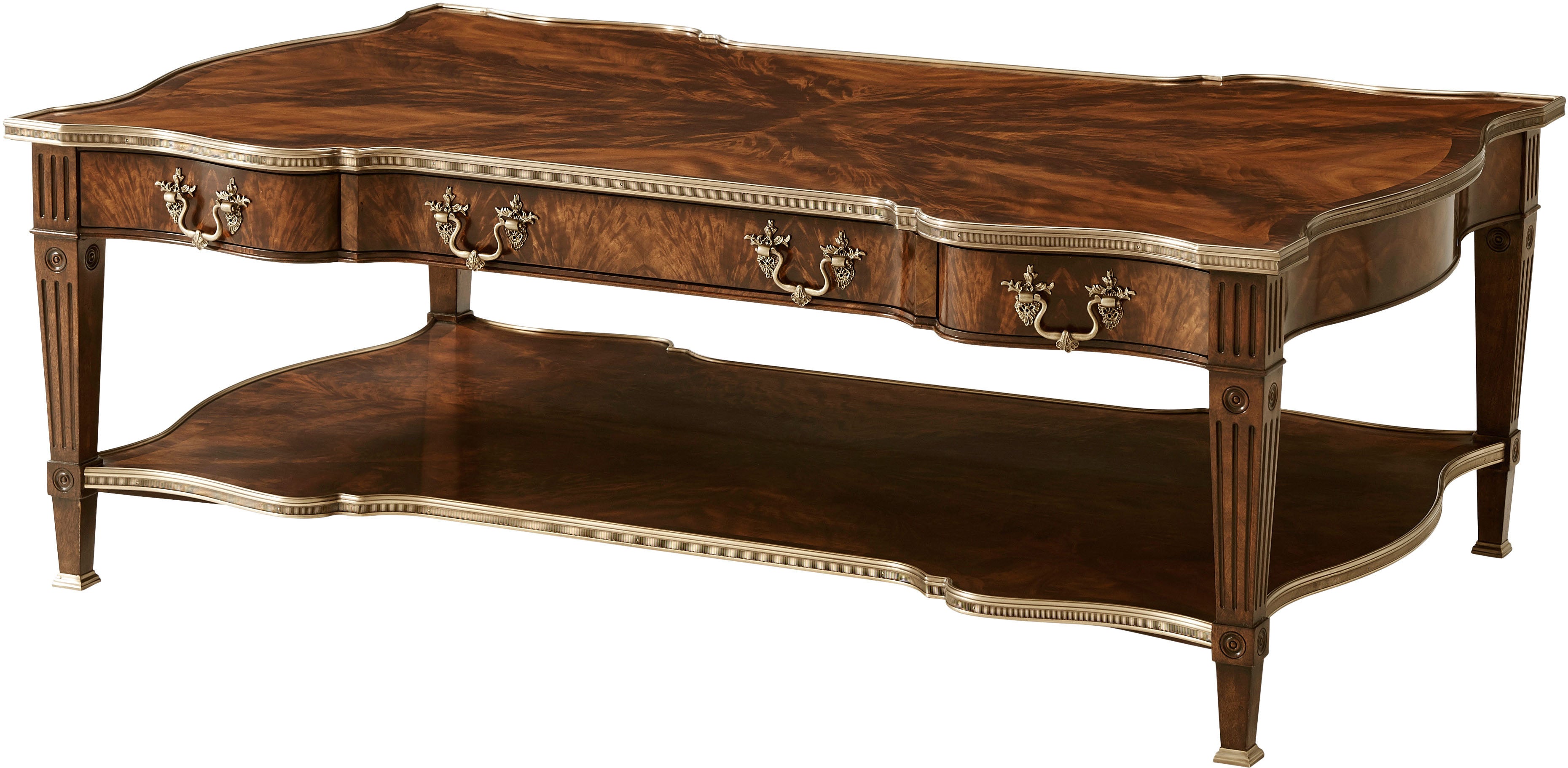 Regal Cocktail Table in Flame Figured Veneer, Mahogany - Theodore Alexander