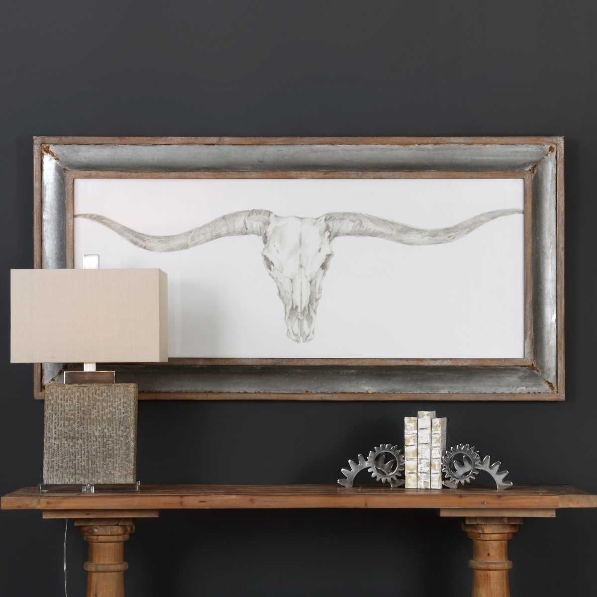 Western Skull Mount Framed Print – Art by Uttermost | Sutter & Vale