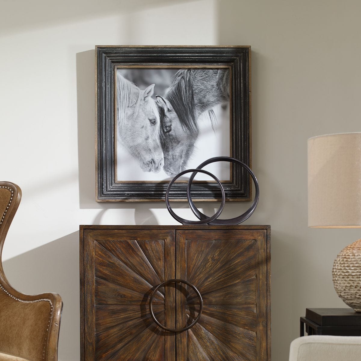 Custom Black and White Horses Framed Print – Art by Uttermost | Sutter & Vale