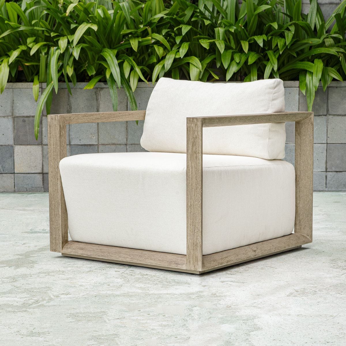 Remsen Outdoor Lounge Chair, Weathered Gray/Oyster – Furniture by Uttermost | Sutter & Vale