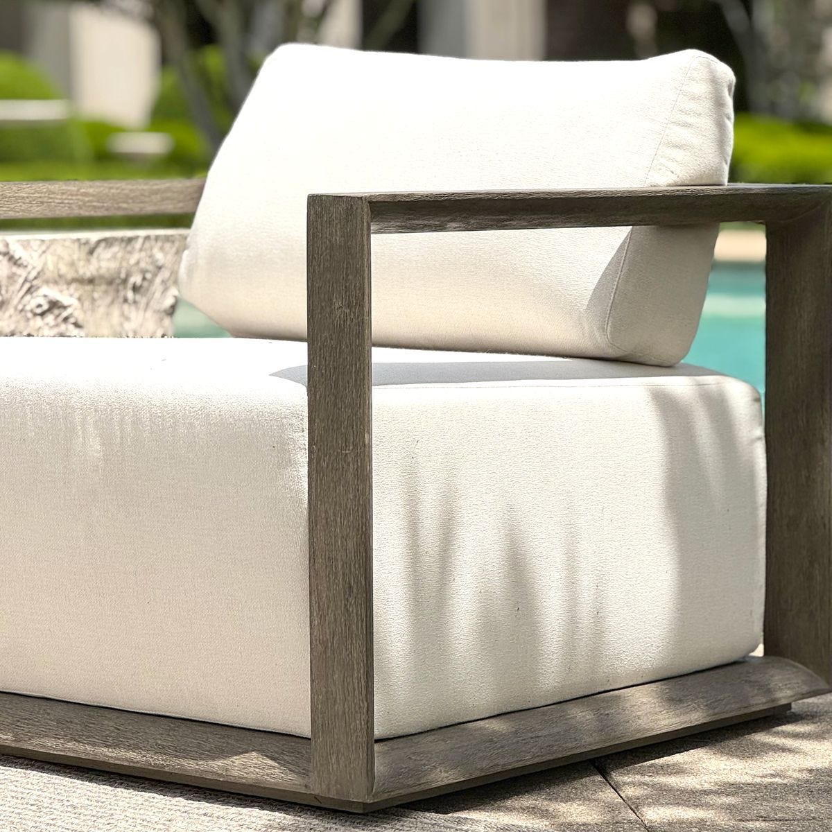 Remsen Outdoor Lounge Chair, Weathered Gray/Oyster by Uttermost