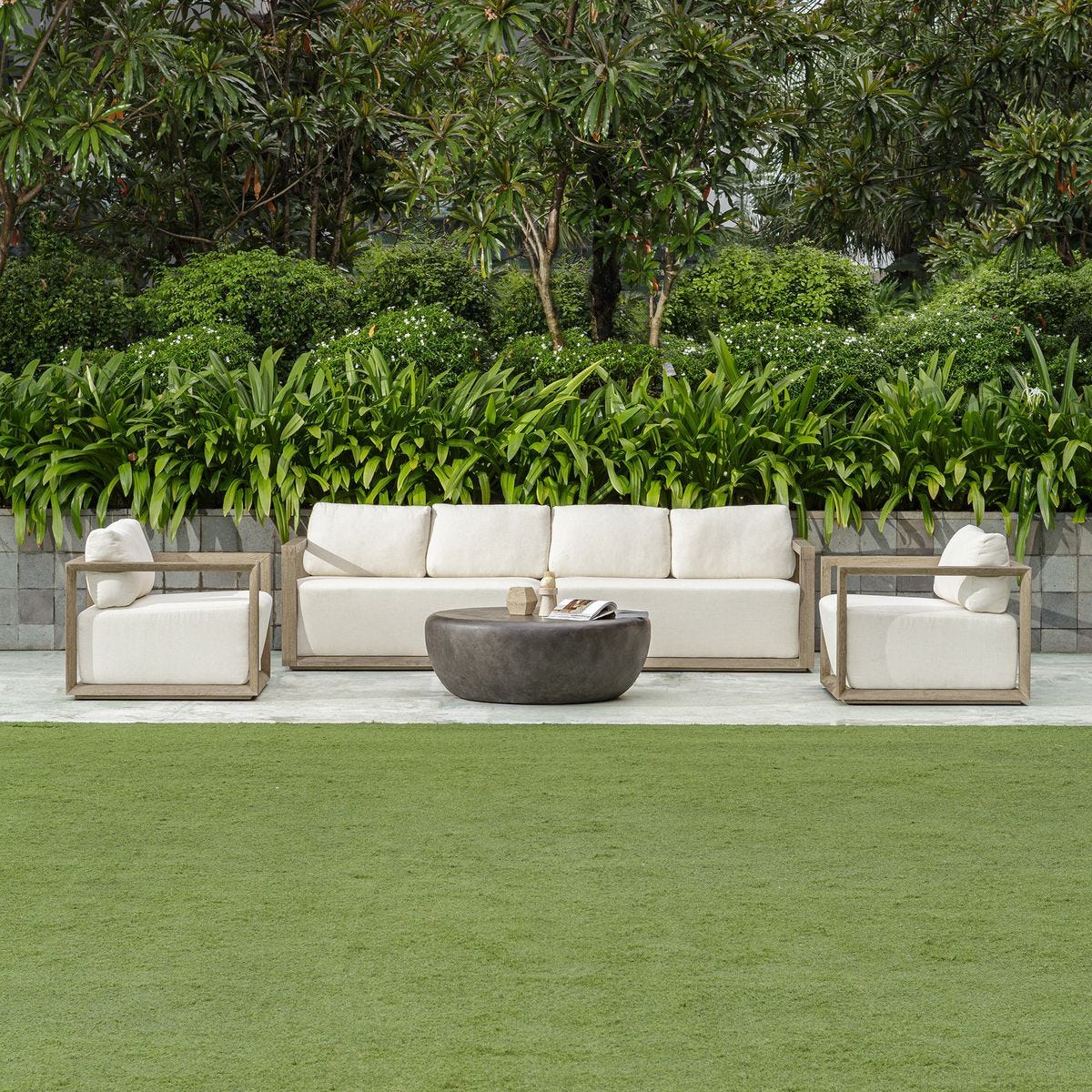 Remsen 4 Seater Outdoor Sofa, Weathered Gray/Oyster – Furniture by Uttermost | Sutter & Vale