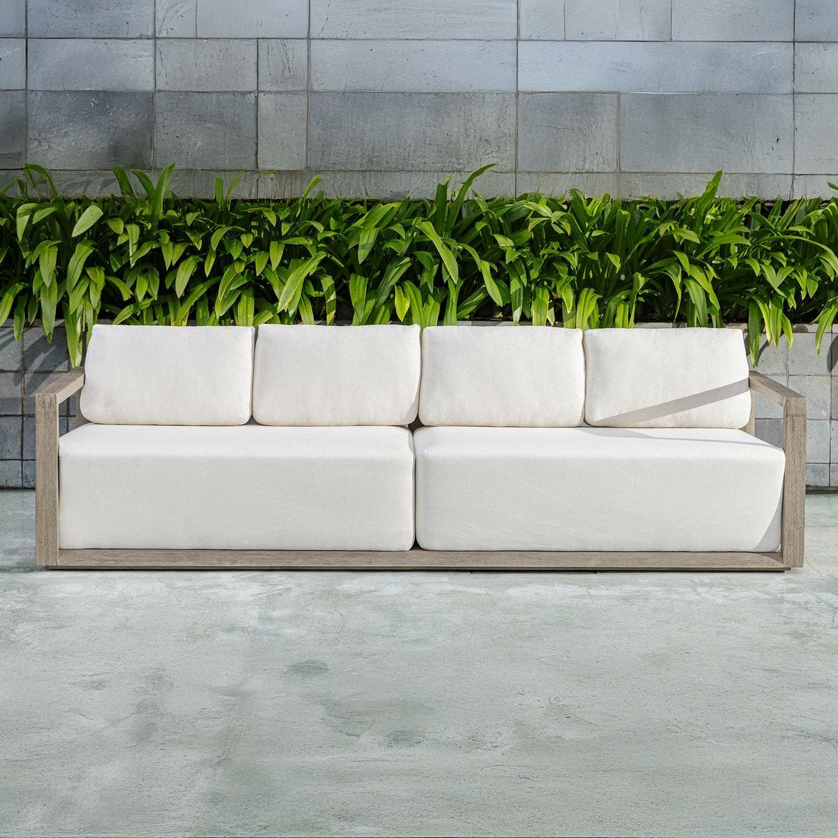 Remsen 4 Seater Outdoor Sofa, Weathered Gray/Oyster – Furniture by Uttermost | Sutter & Vale