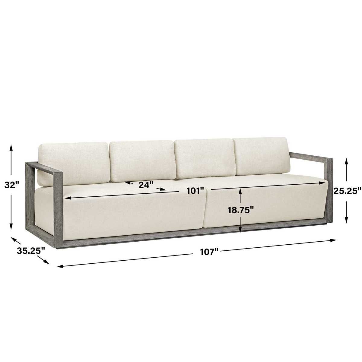 Remsen 4 Seater Outdoor Sofa, Weathered Gray/Oyster by Uttermost