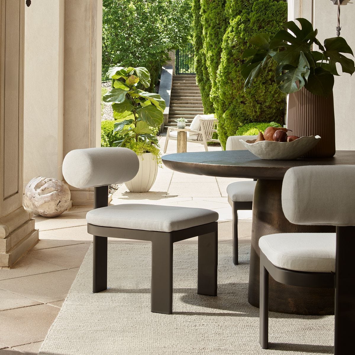 Bolster Back Outdoor Dining Chair, Oyster – Furniture by Uttermost | Sutter & Vale