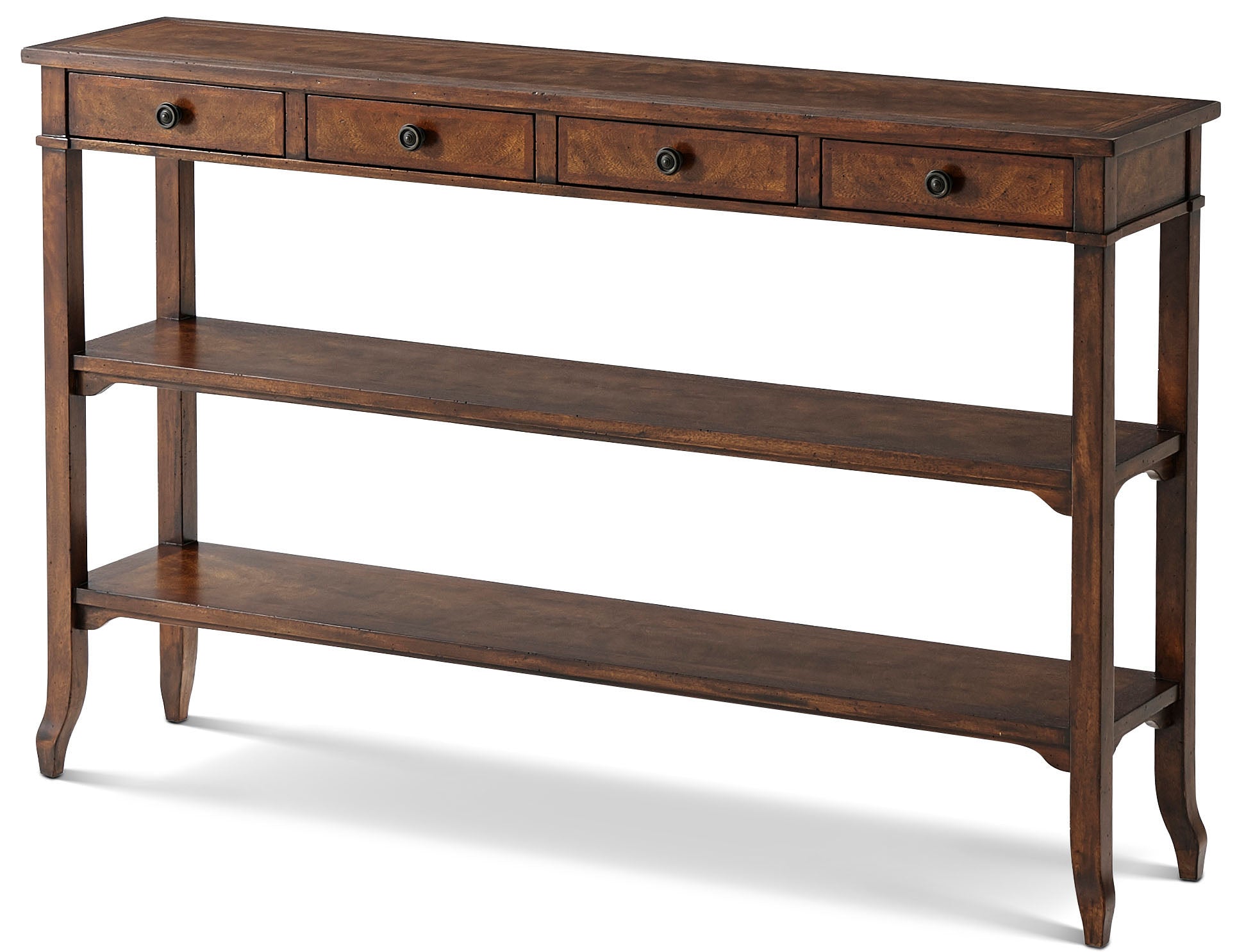Luberon Console Table in Cerejeira Veneer, Mahogany, Steel - Theodore Alexander