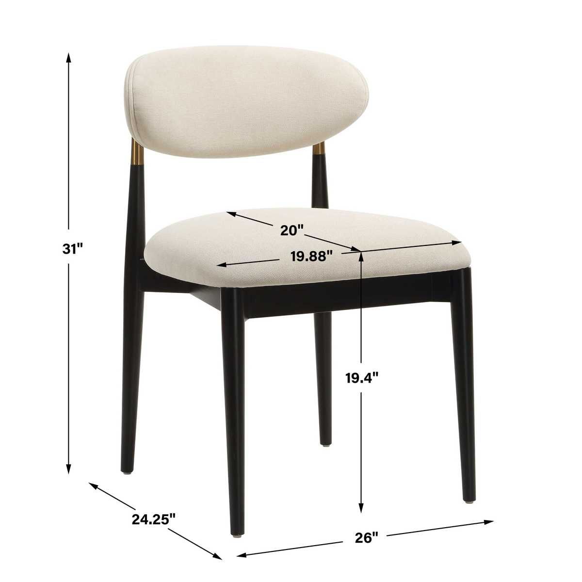 Moxie Armless Dining Chair, Black, 2 Per Box, Priced Each – Furniture by Uttermost | Sutter & Vale