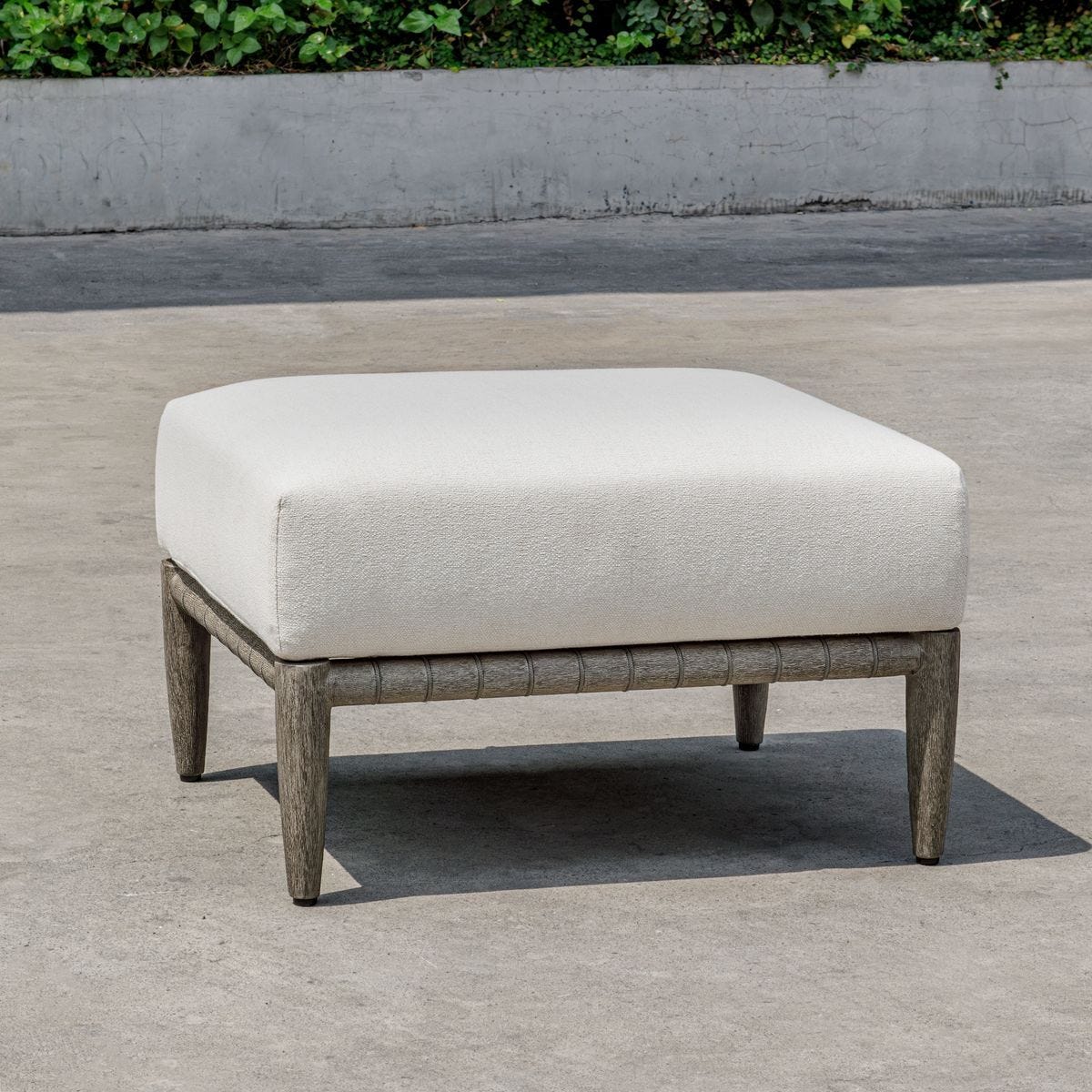 Borneo Outdoor Ottoman, Oyster – Furniture by Uttermost | Sutter & Vale