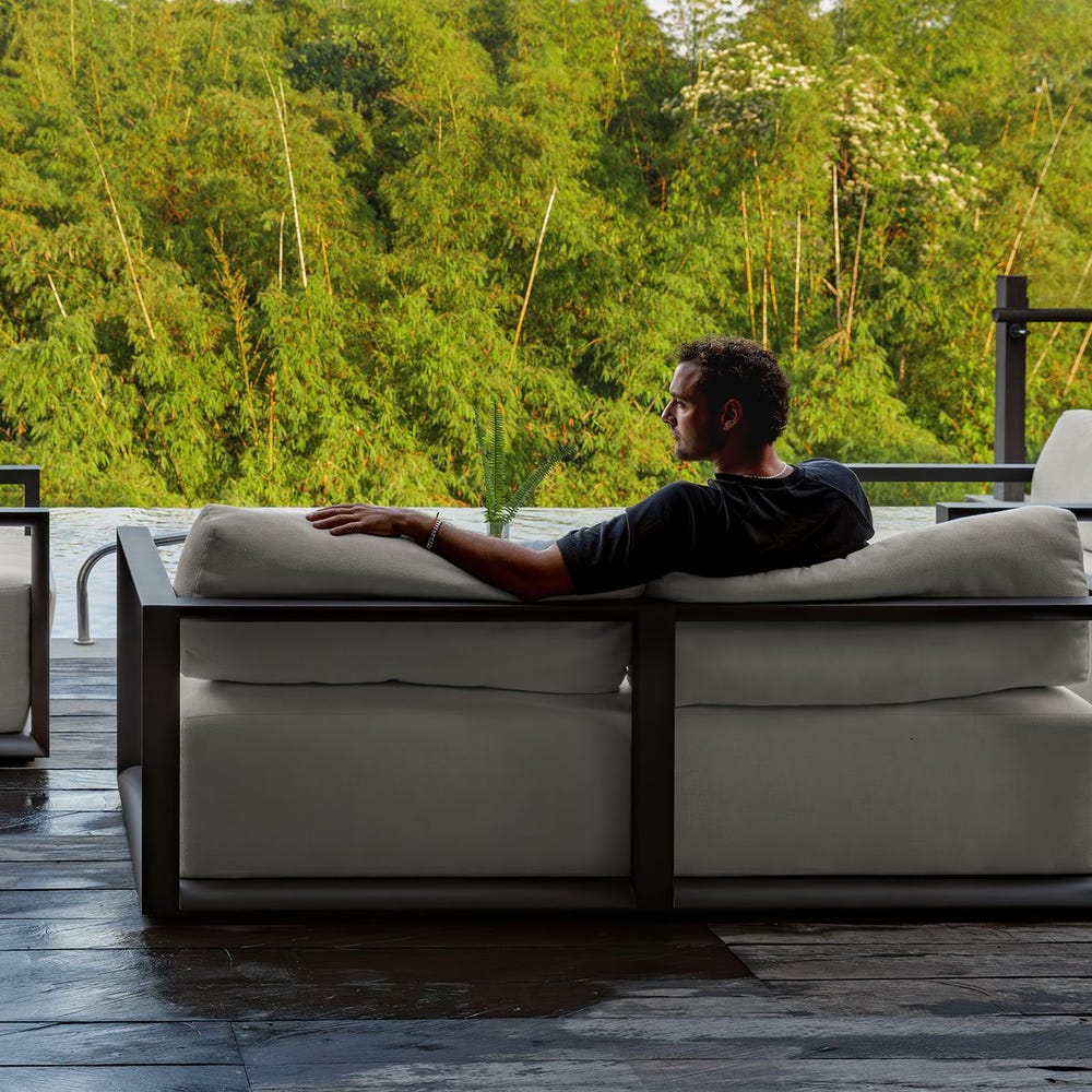 Remsen Outdoor 3 Seater Sofa, Java Black/Oyster