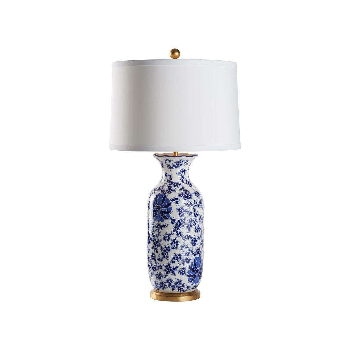 Reed Table Lamp in Blue/White Glaze / Ceramic/Porcelain - Chelsea House