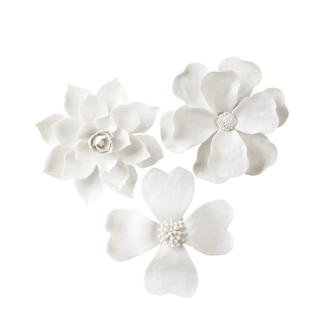 Wall Flowers (Set of 3) in 12h x 12w x 1.5d / Ceramic/Porcelain - Chelsea House