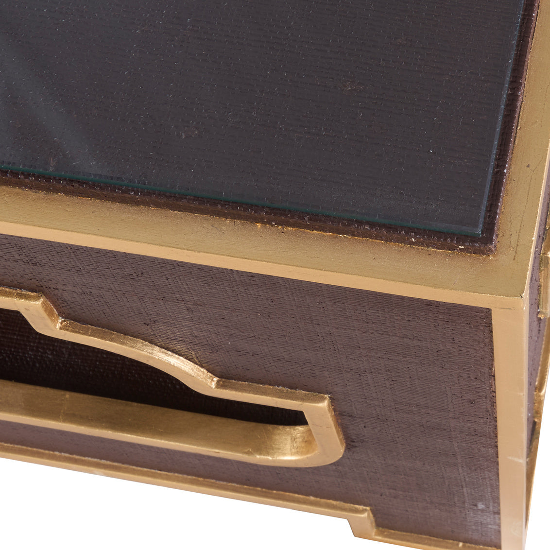 Yangon Coffee Table - Chocolate in Brown/Gold Leaf/Clear / Raffia - Chelsea House