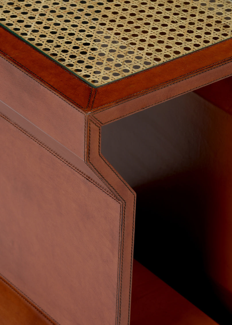 Leather Side Table in 21 / Glass - Chelsea House