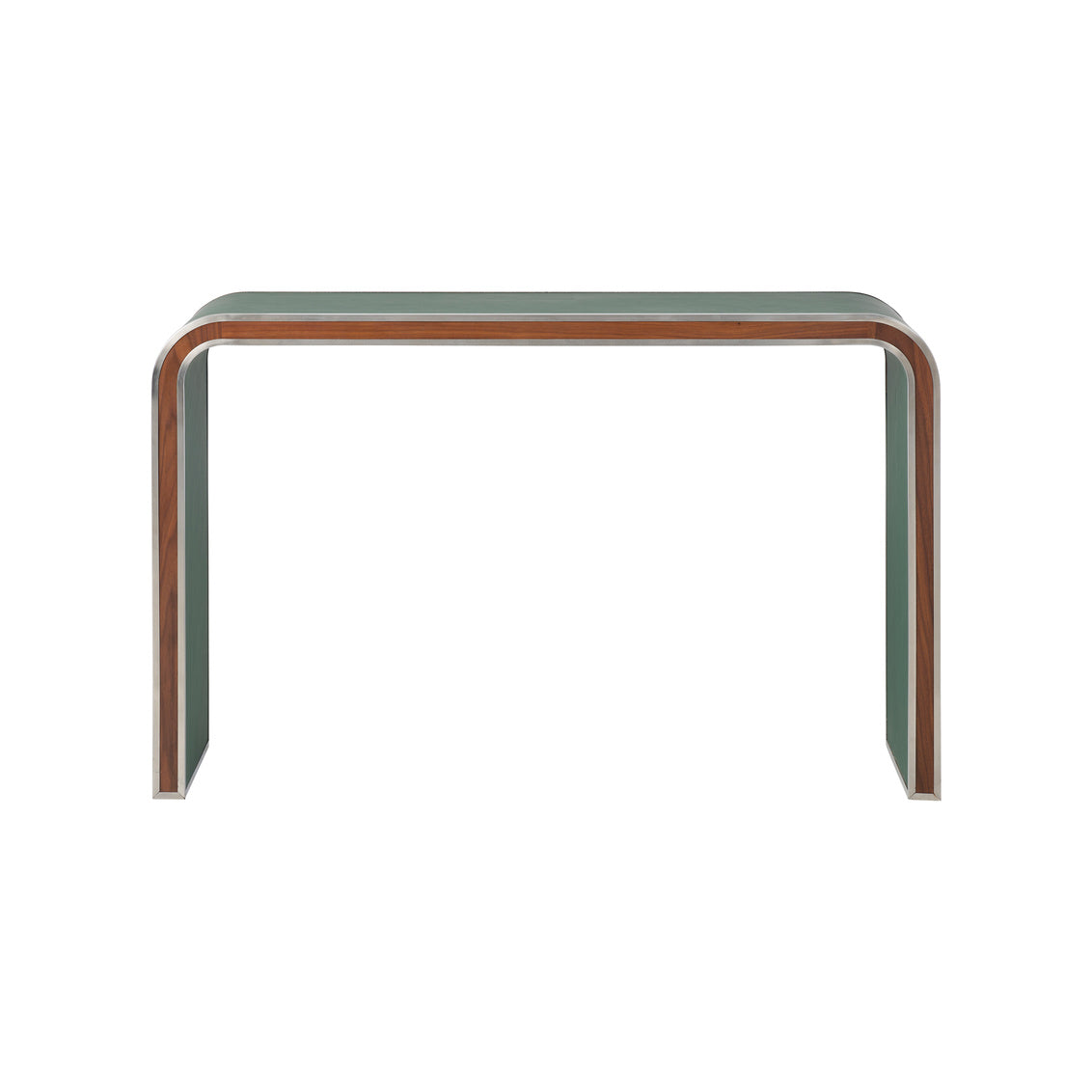 Arden Console – Green in Green/Walnut/Nickel / Leather - Chelsea House