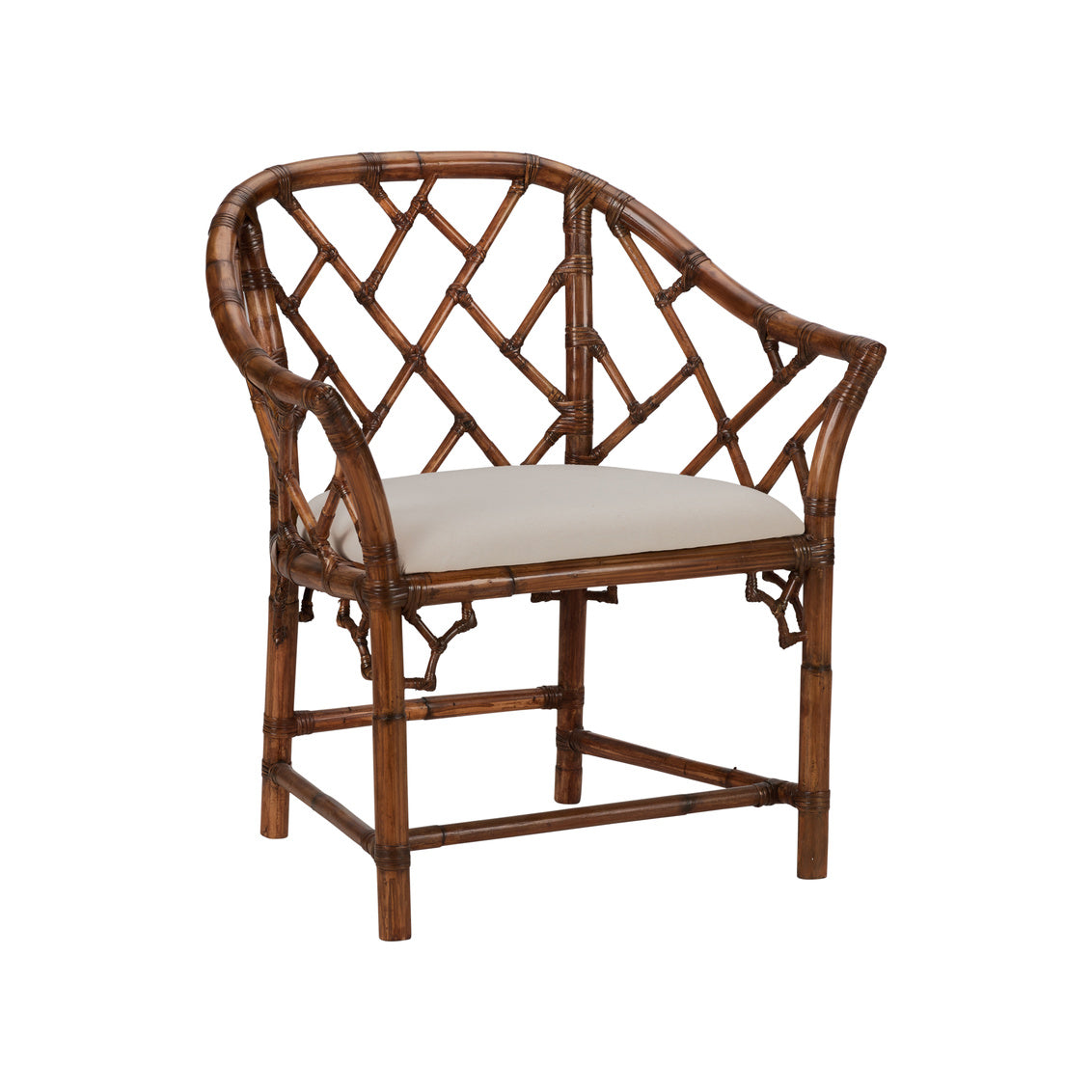 Chippendale Bamboo Arm Chair - Brown in 34 / Rattan - Chelsea House