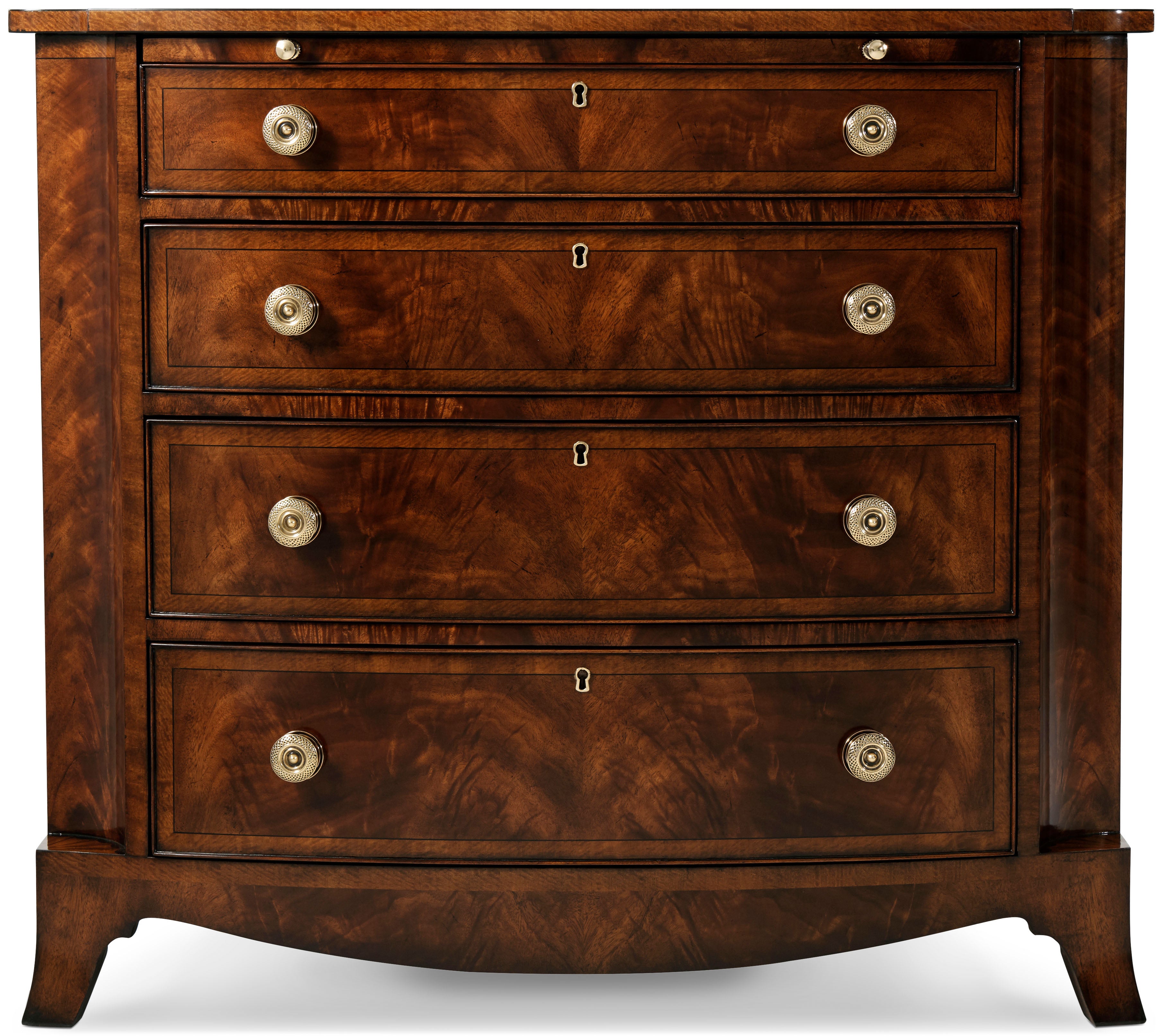 Ibthorpe Nightstand in Flame Figured Veneer, Mahogany, Brass - Theodore Alexander