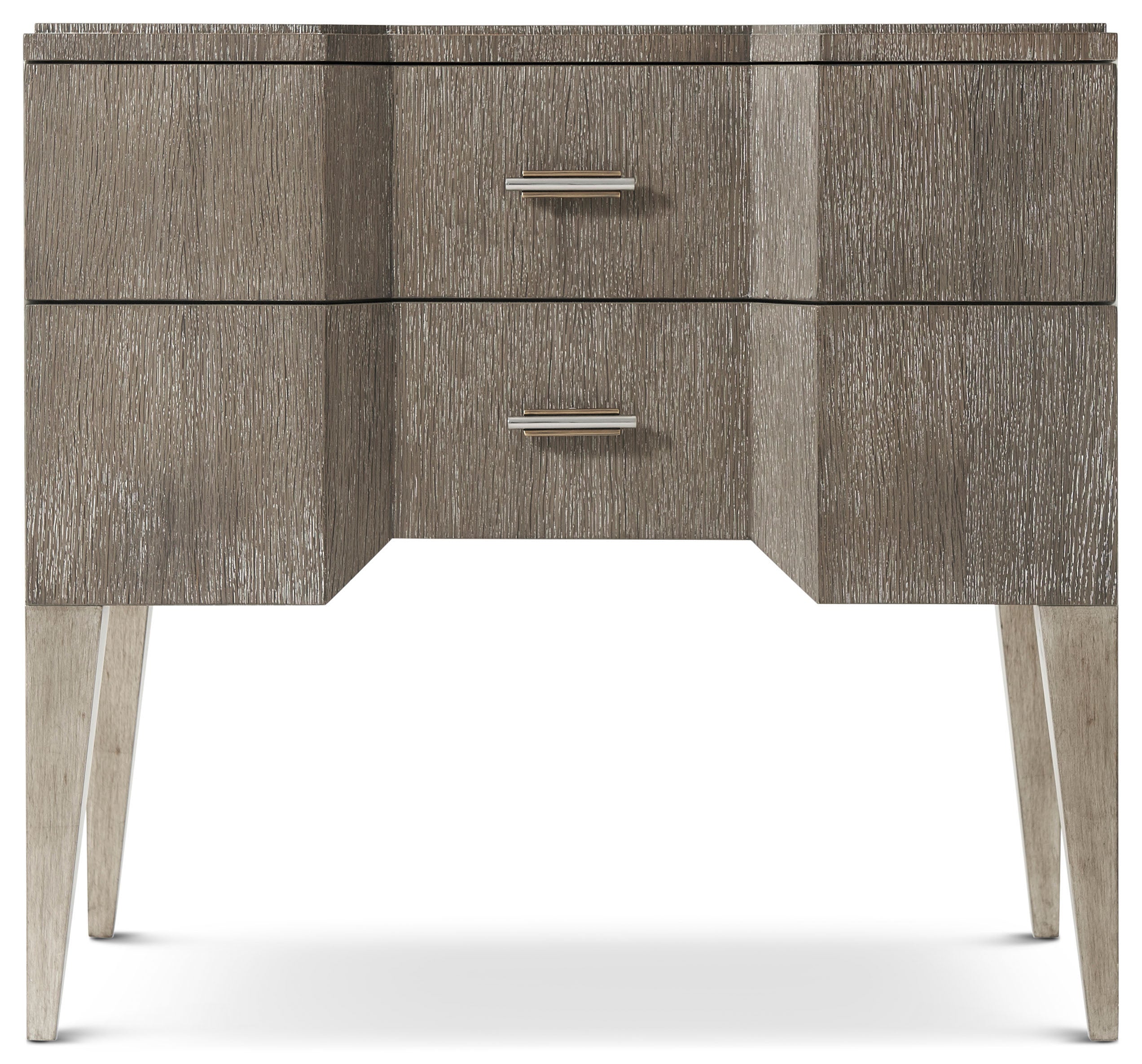 Mavericks Bay Nightstand in Oak Veneer, Mahogany, Stainless Steel - Theodore Alexander