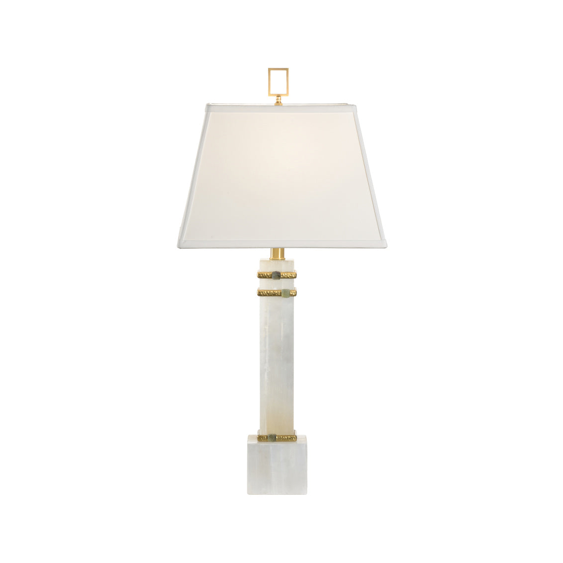 ALABASTER COLUMN LAMP WITH GOLD/STONE RINGS in 29.5 / Stone - Chelsea House