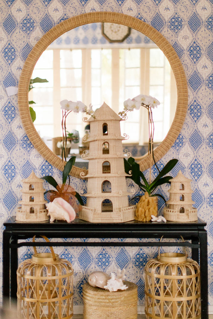 Dunmore Round Wicker Mirror in Natural/Clear/Plain / Rattan - Chelsea House