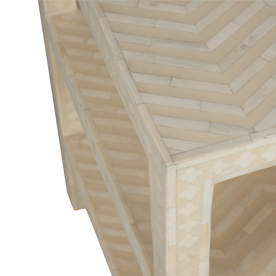 Chevron Inlay Side Table in Natural White / Wood - Chelsea House
