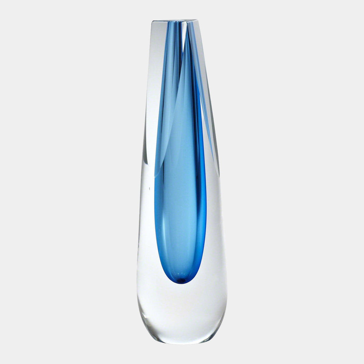 Triangle Cut Glass Vase-Cobalt