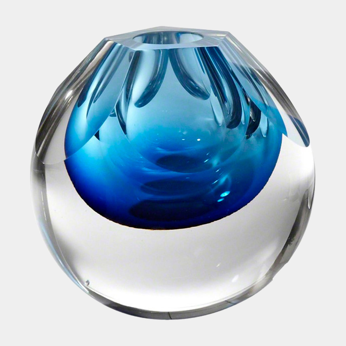 Pentagon Cut Glass Vase-Cobalt