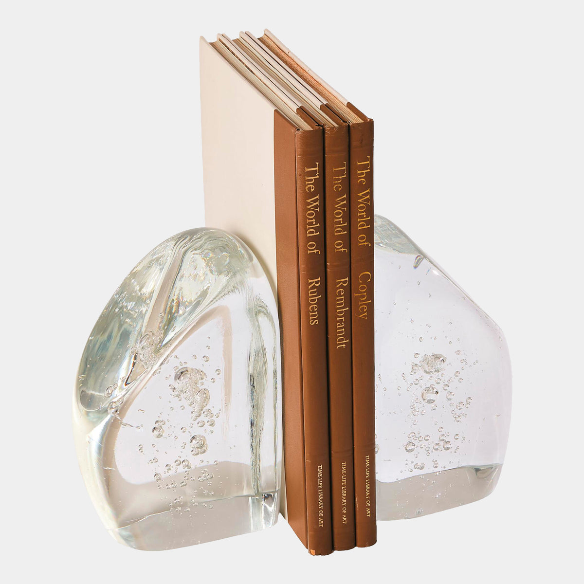 Chunk Bookends-Clear w/Bubbles