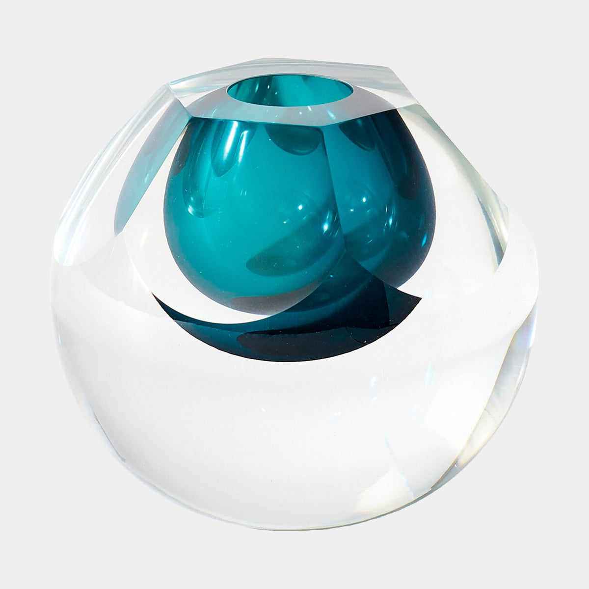 Hexagon Cut Glass Vase-Azure