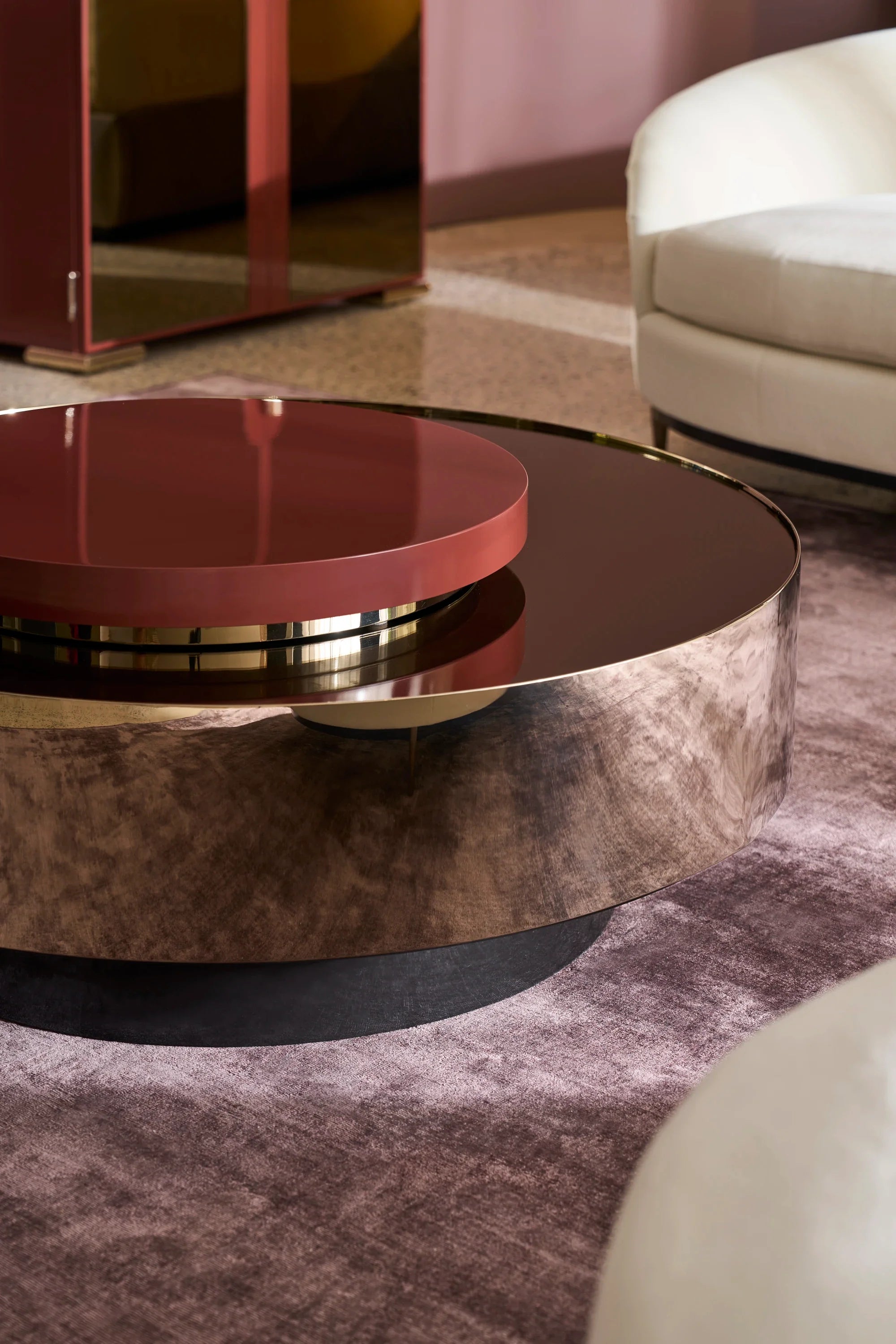 Radius Cocktail Round Accent Tray – Cocktail Tables by Caracole | Sutter & Vale