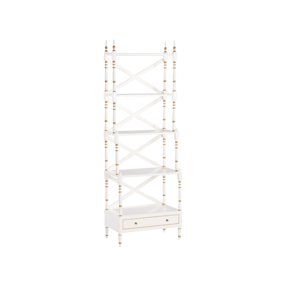 Carnaby House Bookcase - White in White/Gold / Wood - Chelsea House