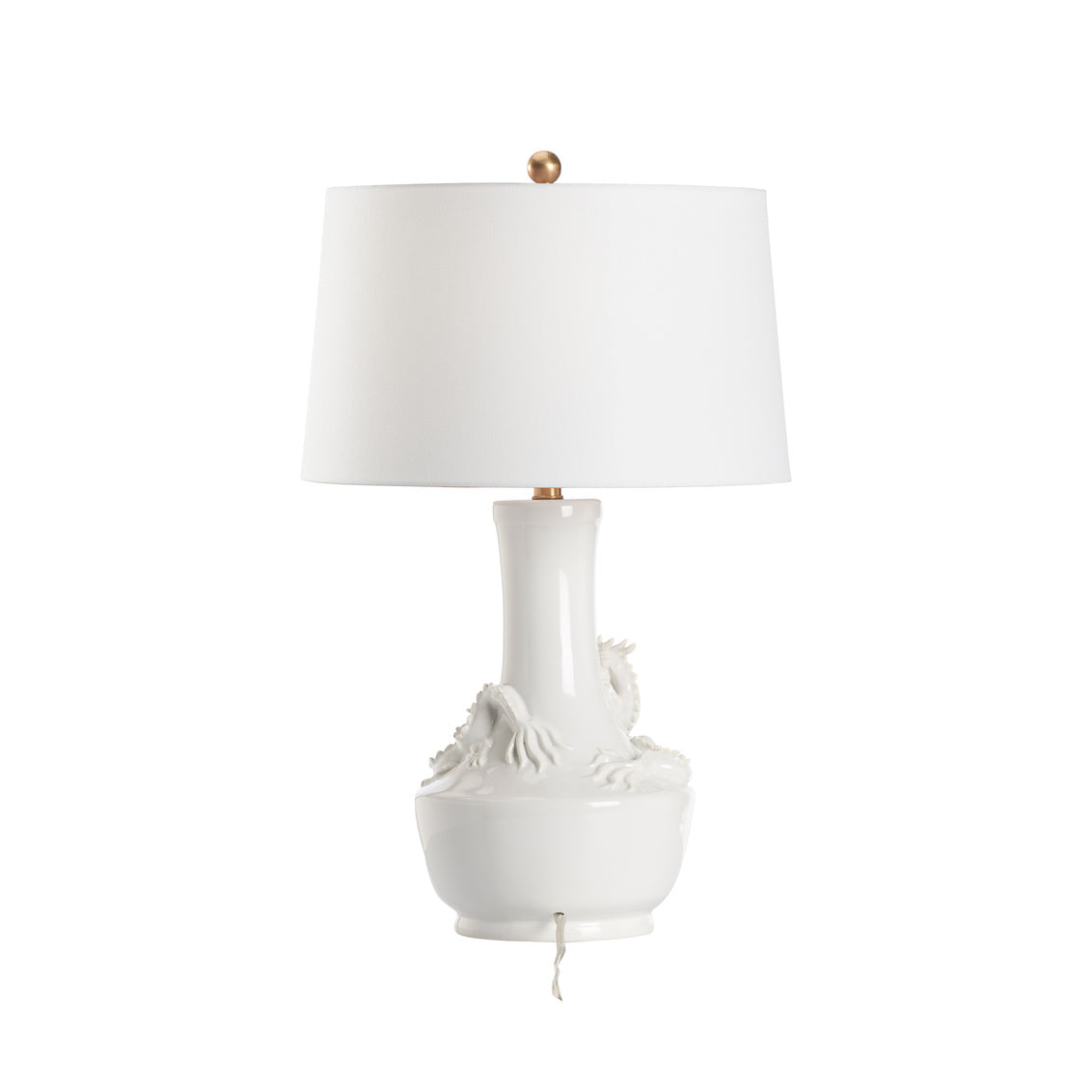 Pinyin Table Lamp - White Shade in White Glaze / Ceramic/Porcelain - Chelsea House