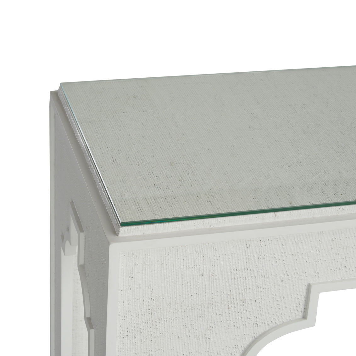 Yangon Console - White in 34.75h x 72w x 16d / Raffia - Chelsea House