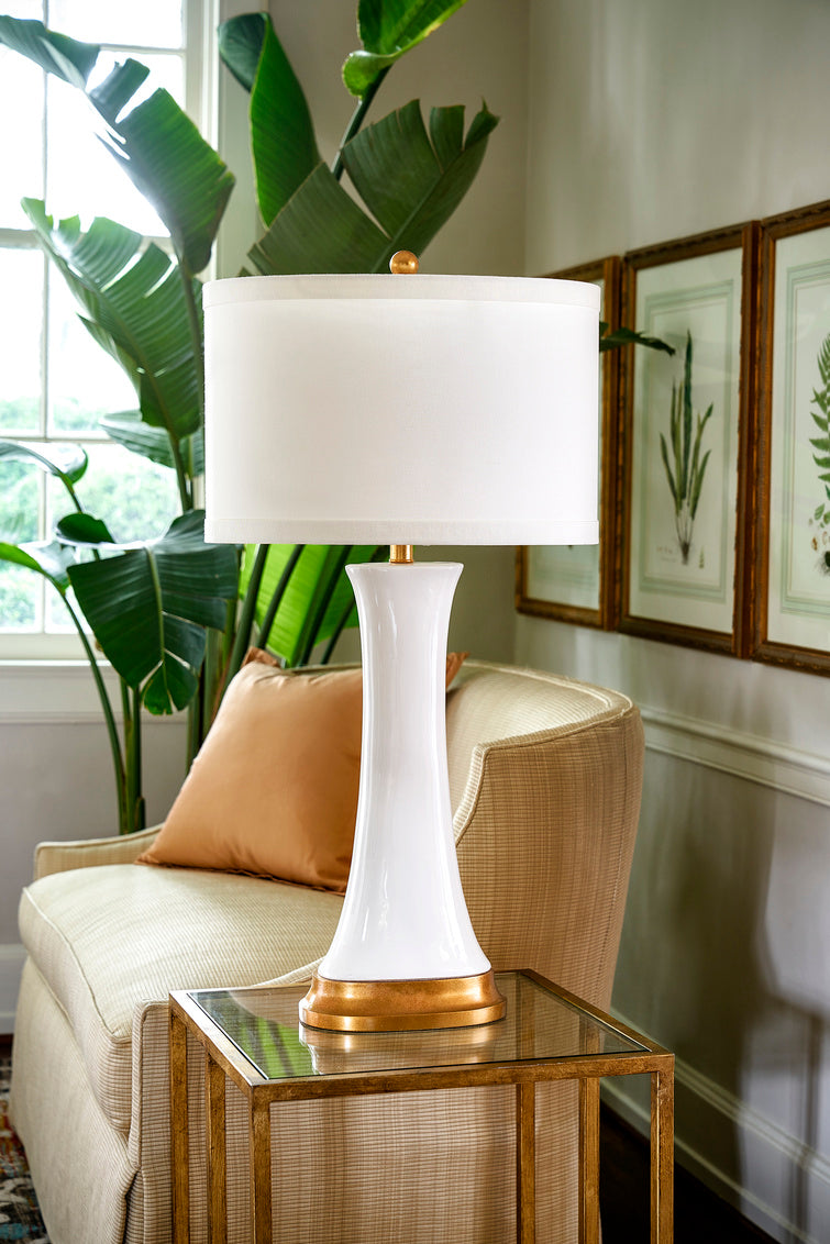 Hopper Lamp - White in 33.5 / Ceramic/Porcelain - Chelsea House