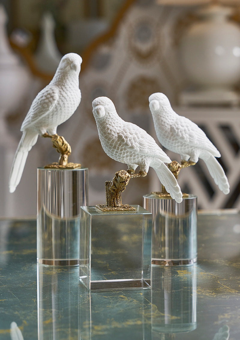 Parrot On Crystal - Square (Sm) in 9 / Ceramic/Porcelain - Chelsea House