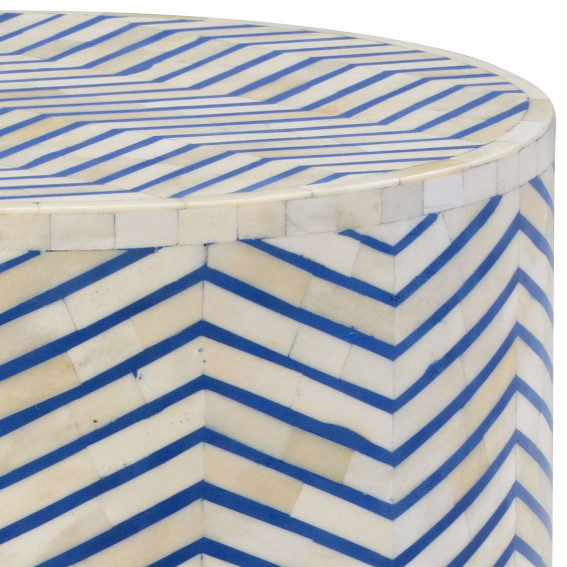 Lincoln Side Table in Blue/White/Herringbone Pattern / Wood - Chelsea House