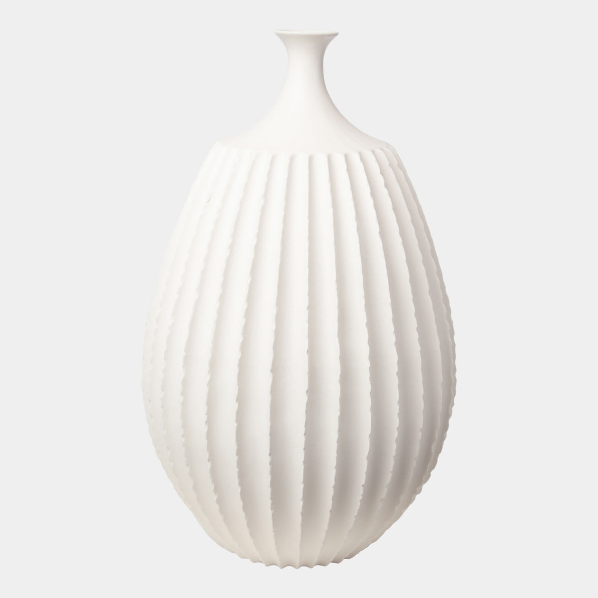 Sawtooth Vase-Rustic White-Lg