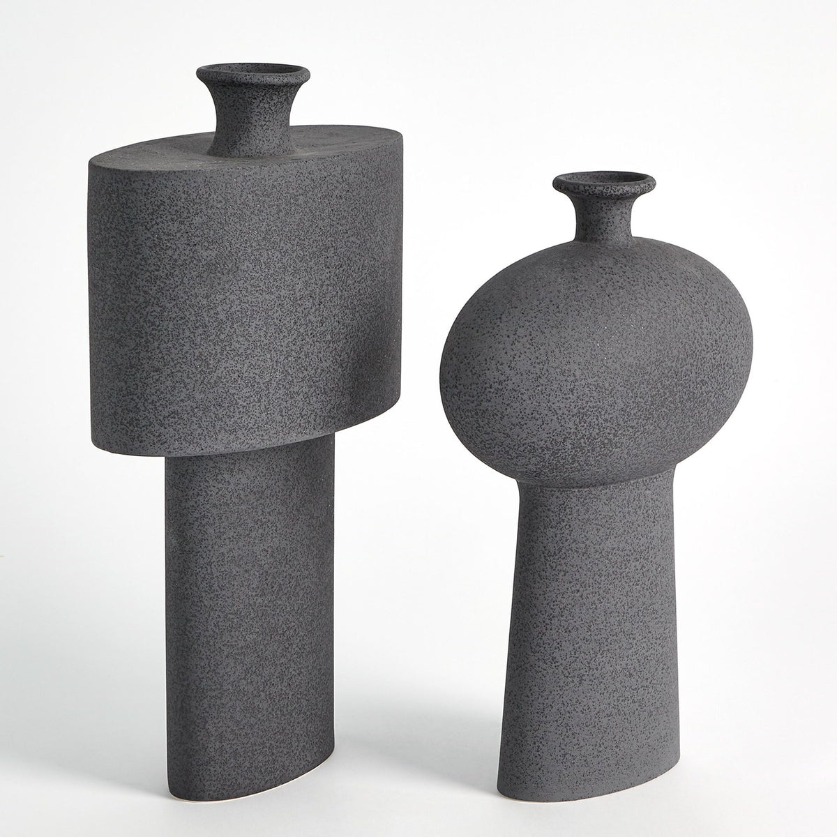 Folk Ovoid Vase-Black Stone