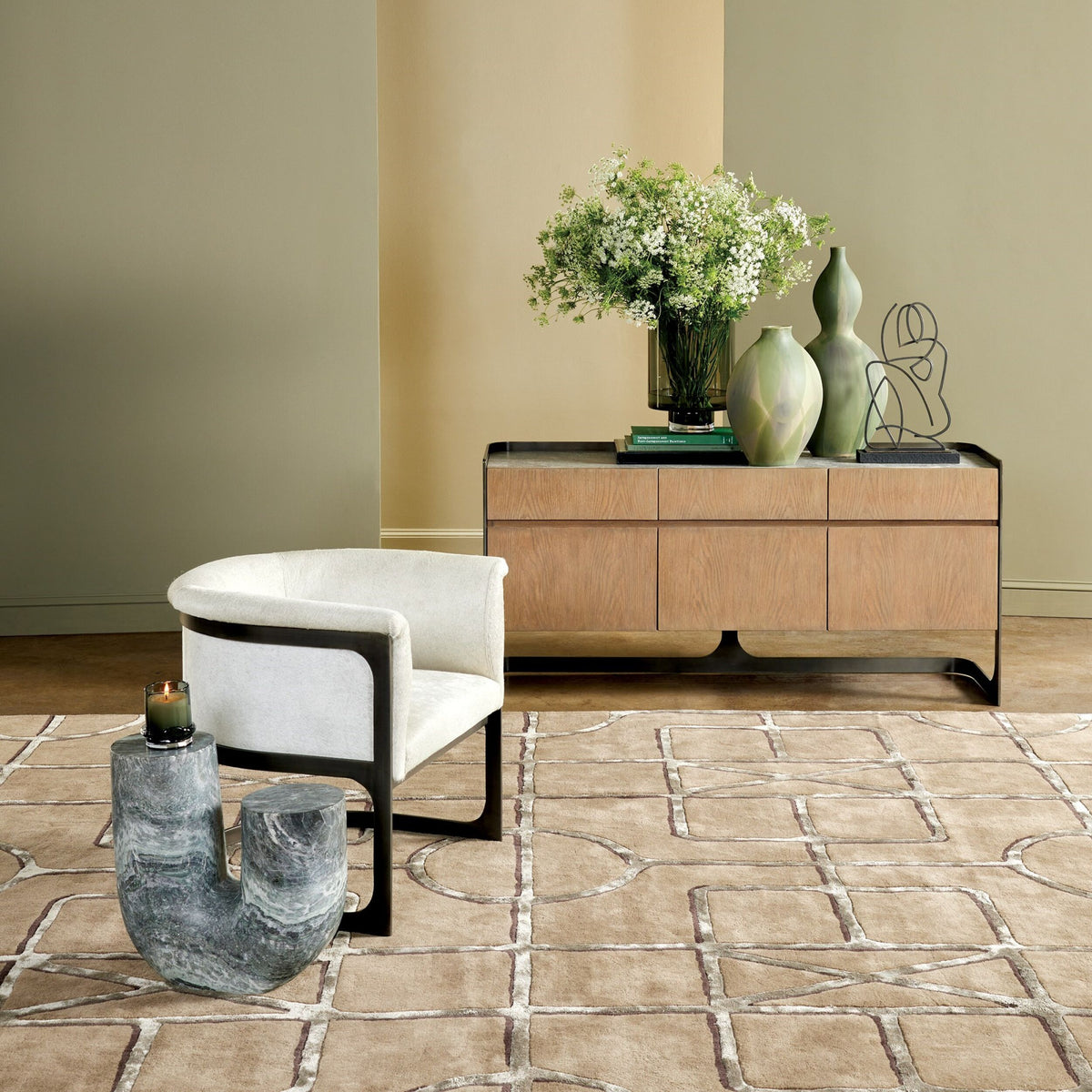 Helios Vase-Washed Green-Sm