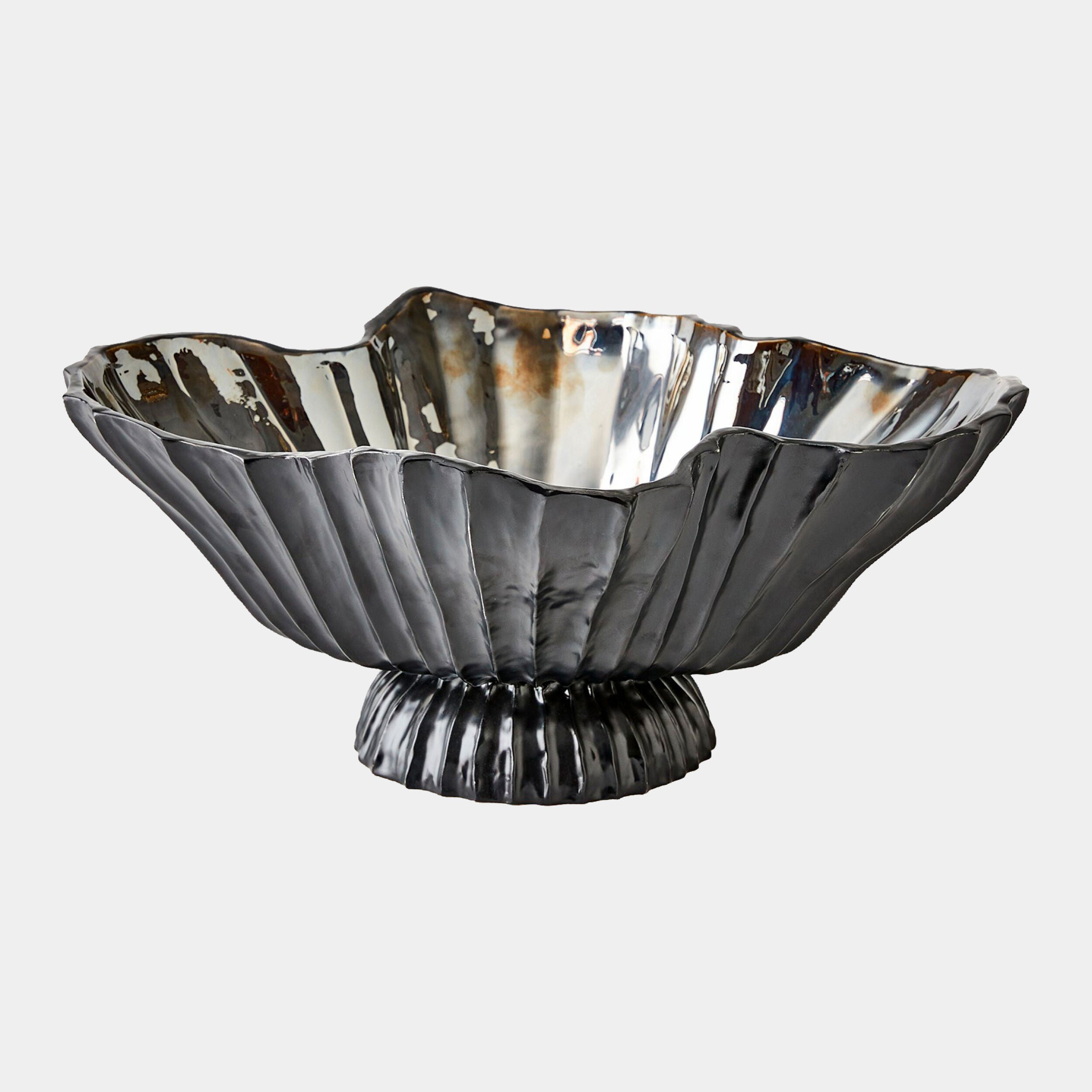 Folha Footed Bowl-Black/Metallic
