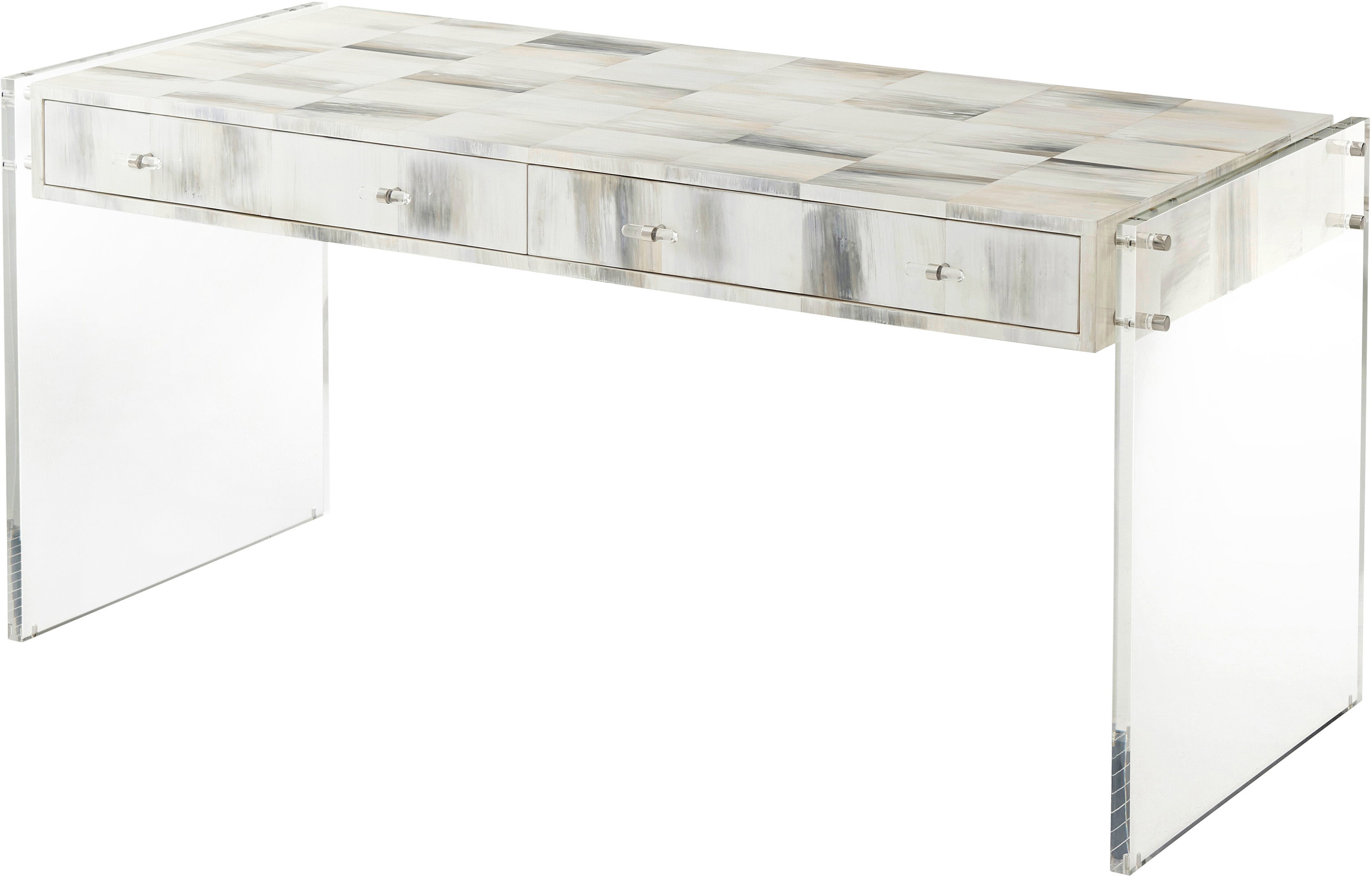 Quadrilateral Desk in Acrylic, Stainless Steel - Theodore Alexander