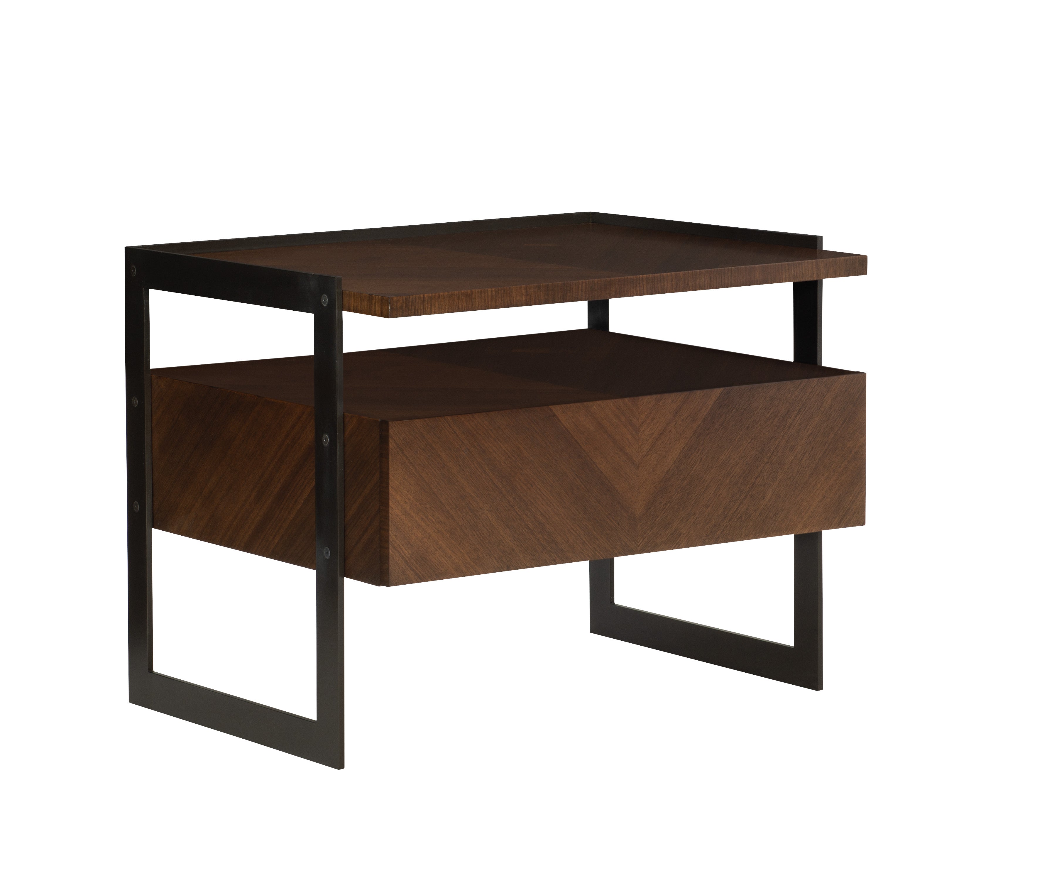 BARSTOCK SIDE TABLE in Walnut Veneers, Walnut Solids, Steel - Hickory Chair