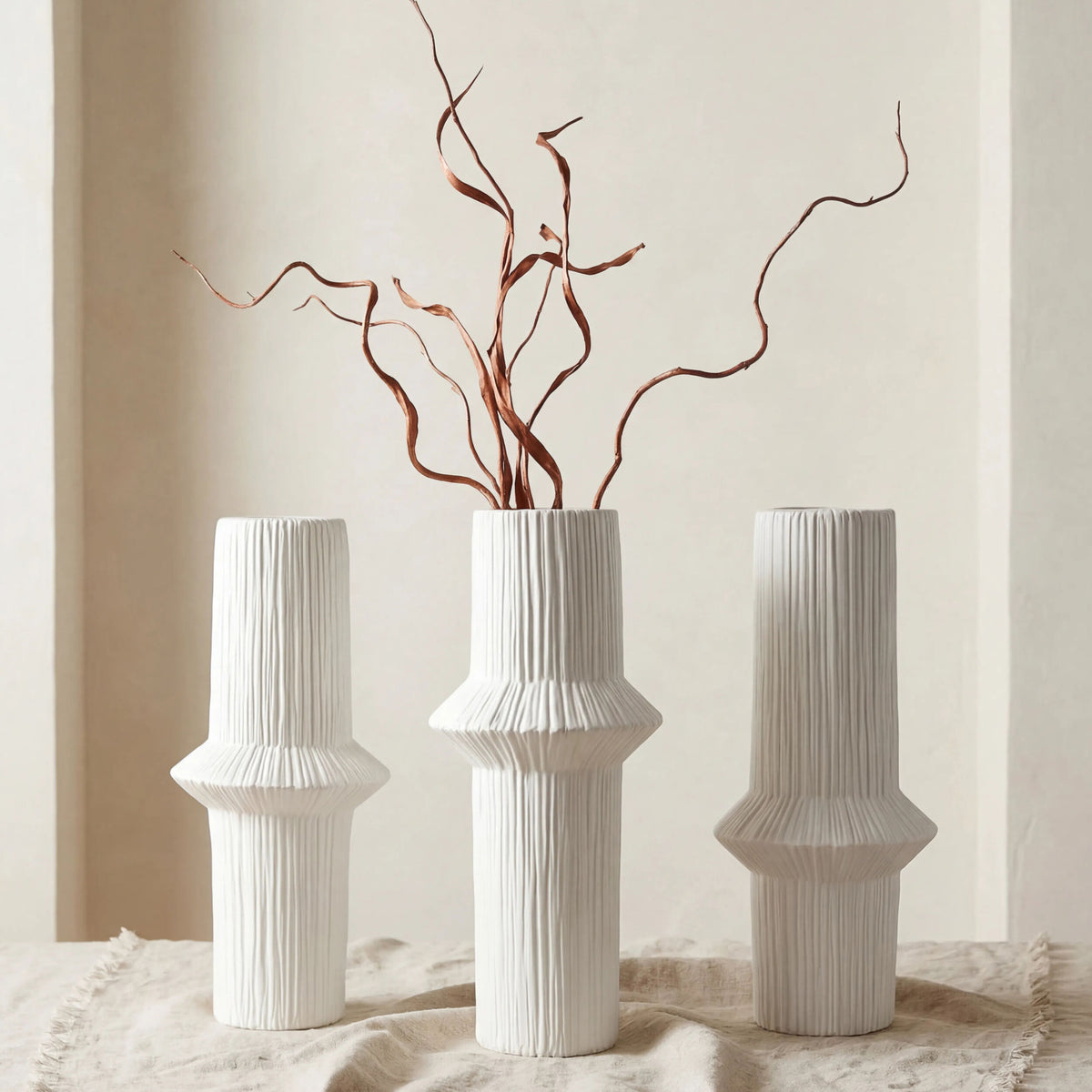 Ascending Ring Vase-Matte White-Low